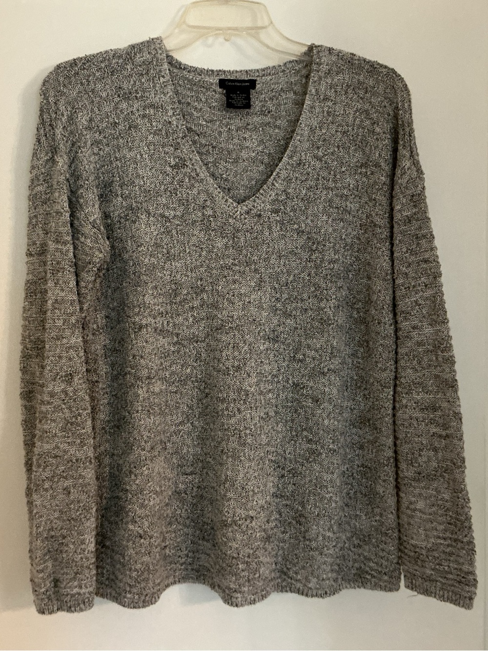 Calvin Klein Jeans Heather Gray V-Neck Sweater